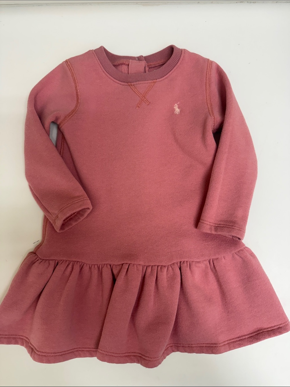 Ralph Lauren Mauve Pink Ruffled Hem Sweatshirt Dress